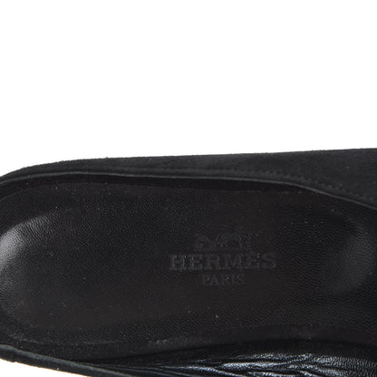Hermes Suede Goatskin Crystal Roxane Mules 37.5 Black 7 of 9