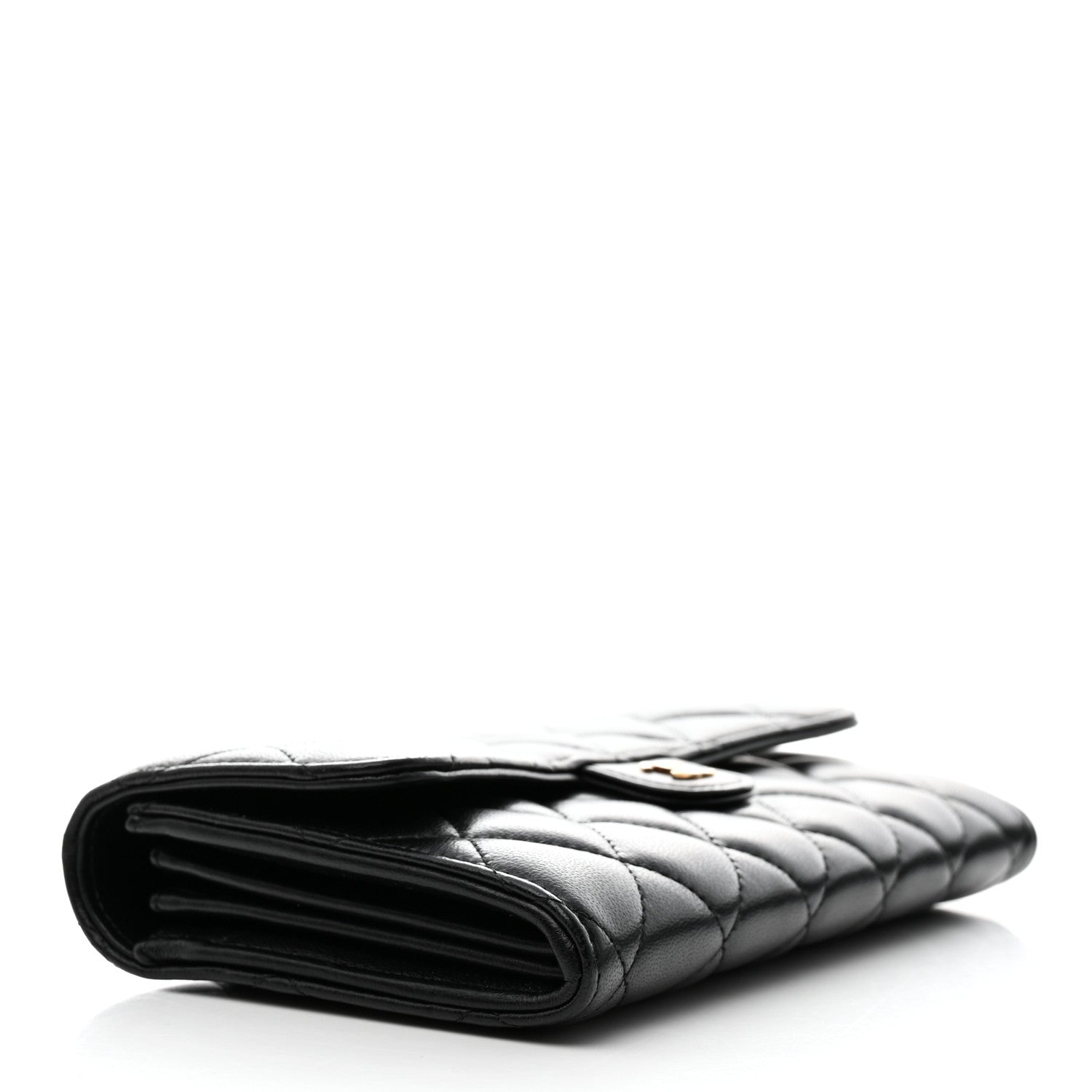 Chanel Lambskin Quilted Large Gusset Flap Wallet Black 4 of 9