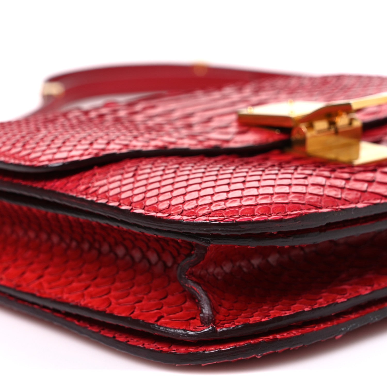 Celine Snakeskin Medium Classic Box Flap Red 8 of 10
