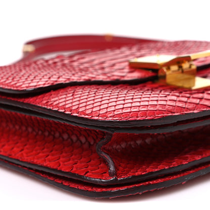 Celine Snakeskin Medium Classic Box Flap Red 8 of 10