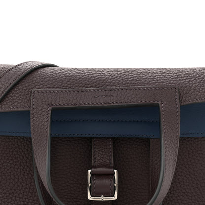 Hermes Taurillon Clemence Verso Halzan 25 Rouge Sellier Bleu Saphir 7 of 9