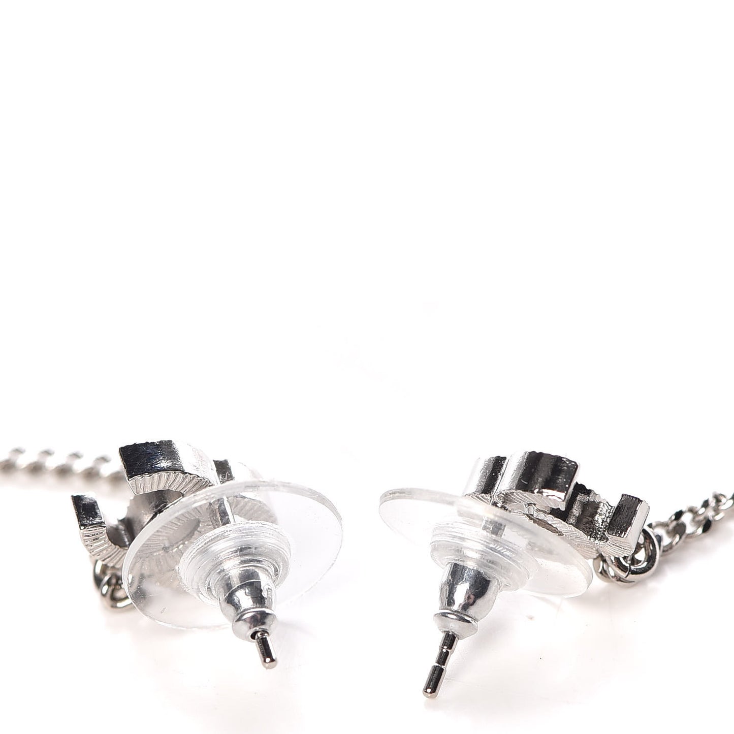 Crystal CC Drop Earrings Silver