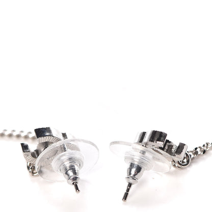 Chanel Crystal CC Drop Earrings Silver 3 of 6