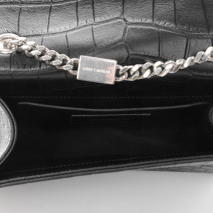 Saint Laurent Calfskin Crocodile Embossed Monogram Small Kate Tassel Satchel Black 5 of 7