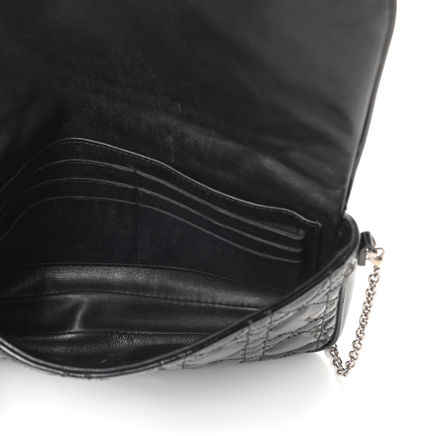 Christian Dior Patent Cannage Wallet on Chain Pouch Black 5 of 9