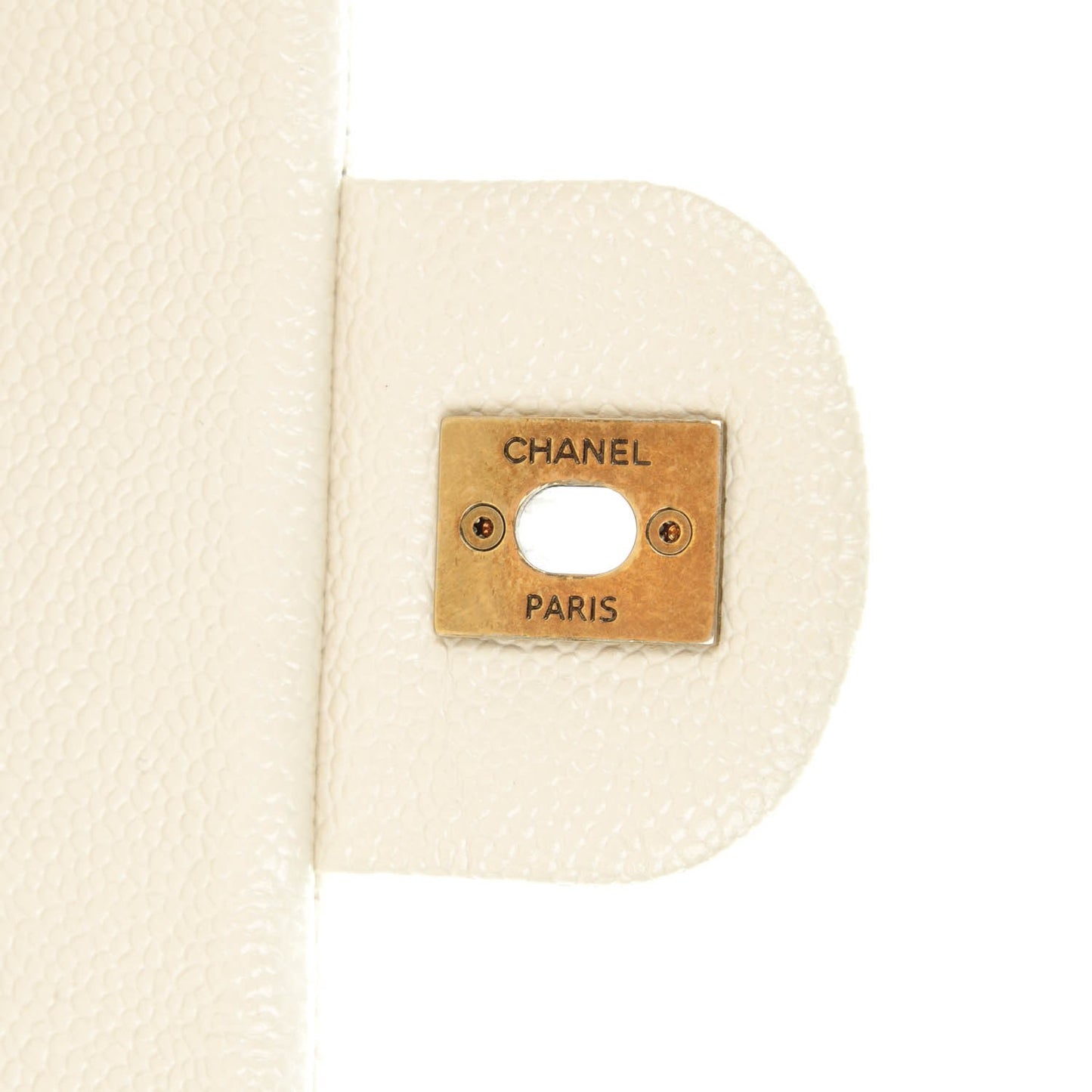 Crumpled Grained Calfskin Coco Pleats Messenger Flap Ivory