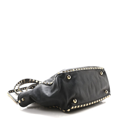 Valentino Garavani Vitello Small Rockstud Tote Black 4 of 9