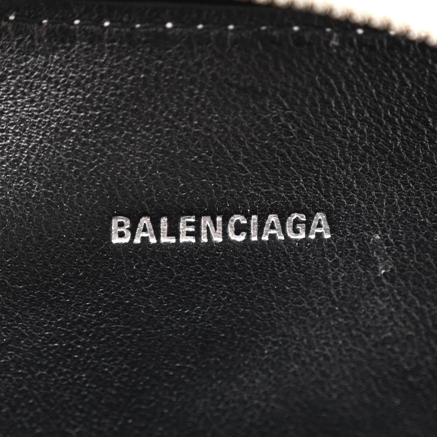 Balenciaga Shiny Calfskin Logo Crocodile Embossed Cash Phone Holder Bag White Black 6 of 13
