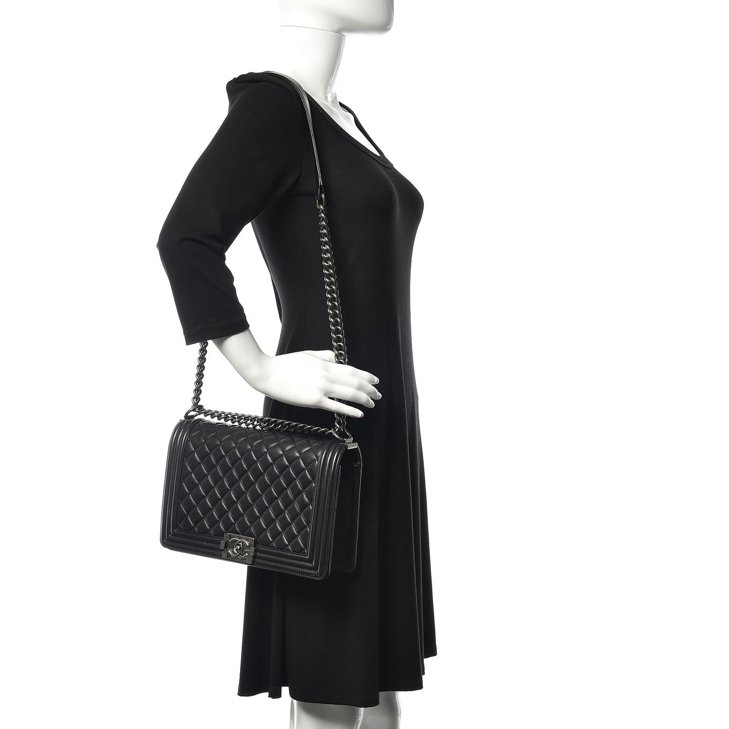 Lambskin Quilted New Medium Boy Flap Black