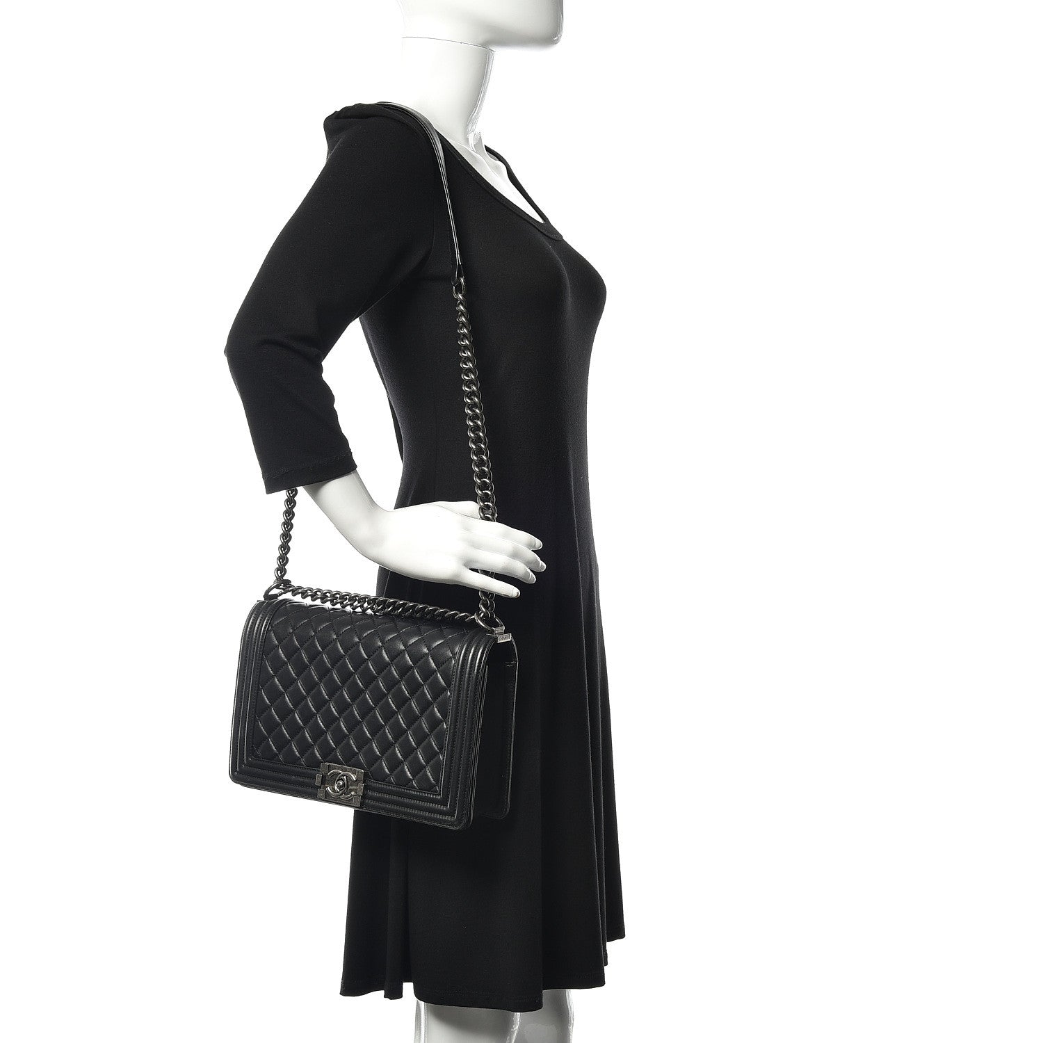 Chanel Lambskin Quilted New Medium Boy Flap Black 2 of 16