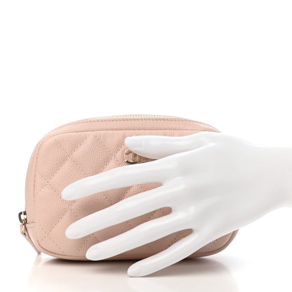 Chanel Caviar Quilted Small Curvy Pouch Cosmetic Case Light Pink 2 of 8