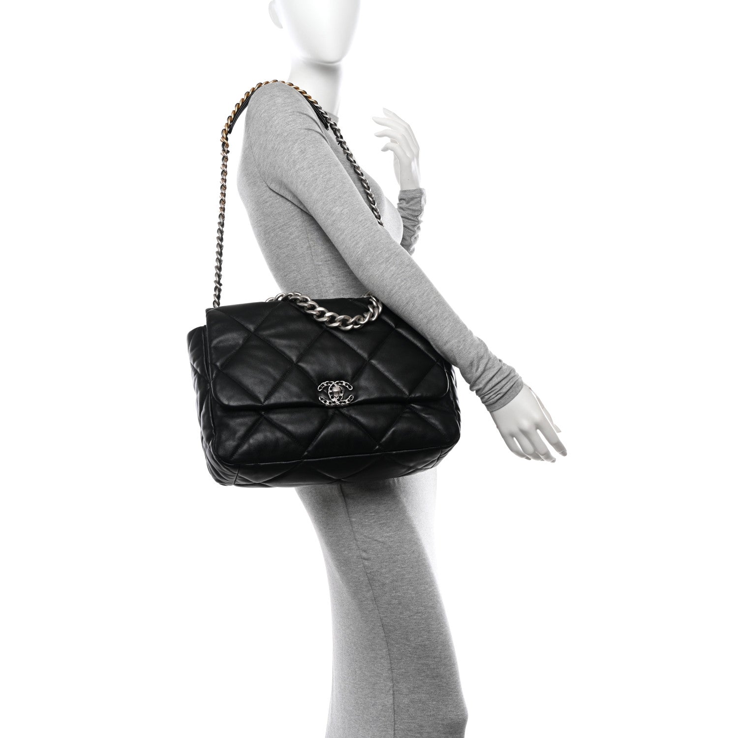 Chanel Lambskin Quilted Maxi Chanel 19 Flap Black 2 of 11