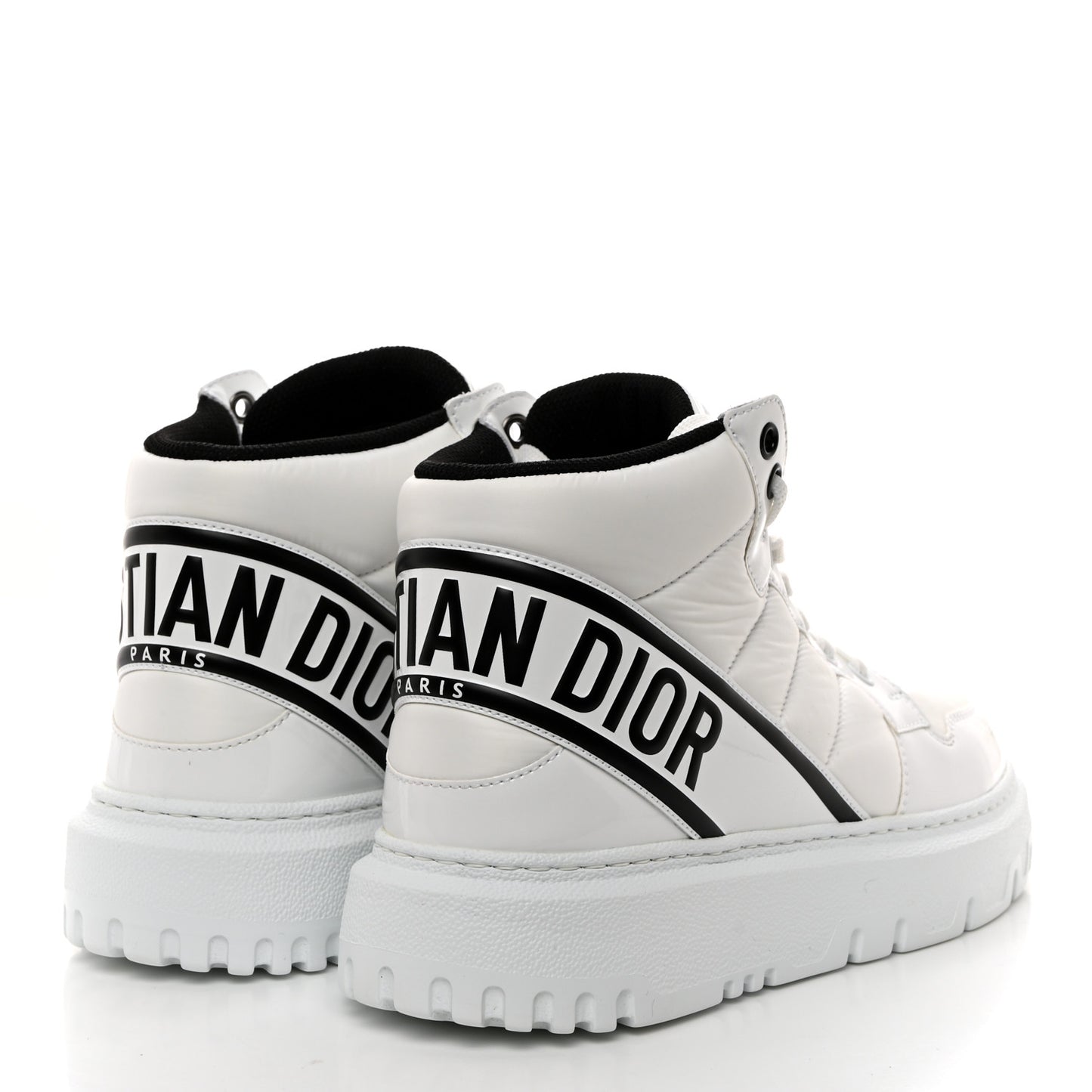 CHRISTIAN DIOR Nylon Fabric Womens D-Player High Top Sneakers 37 White Black