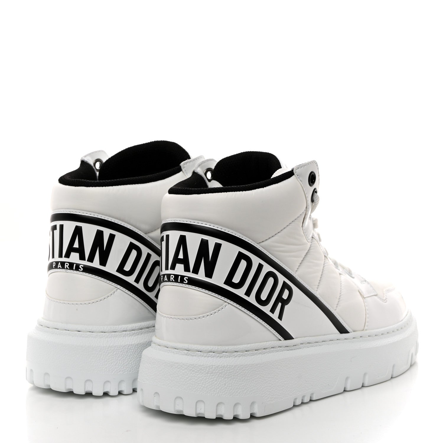 Christian Dior CHRISTIAN DIOR Nylon Fabric Womens D-Player High Top Sneakers 37 White Black 4 of 9