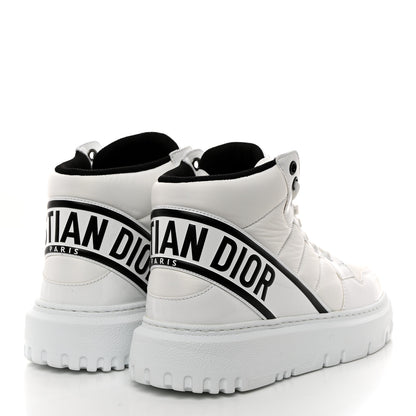 Christian Dior CHRISTIAN DIOR Nylon Fabric Womens D-Player High Top Sneakers 37 White Black 4 of 9