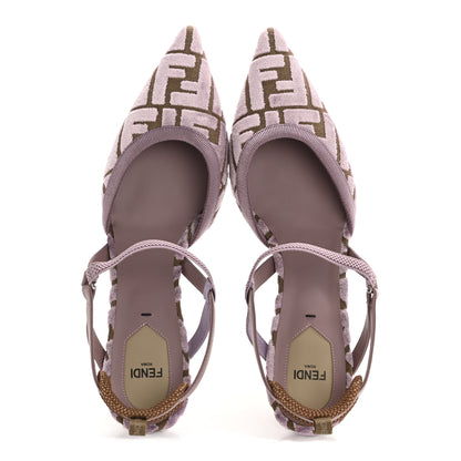 Fendi Vitello Grace Velluto FF Colibri 55mm Slingback Pumps 40 Dusty Mauve 2 of 9
