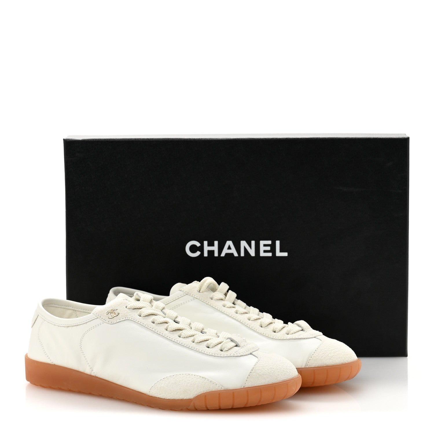 Chanel Calfskin Suede Sneakers 37.5 White 10 of 10