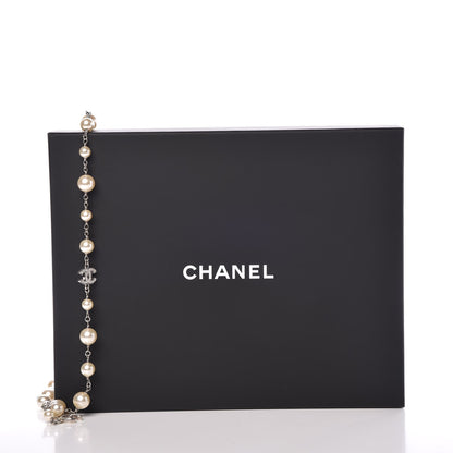 Chanel Crystal Pearl CC Long Necklace Silver 6 of 6