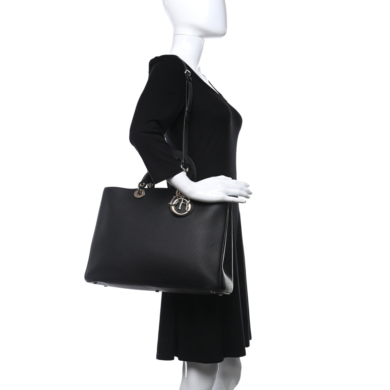 Christian Dior Bullcalf Large Diorissimo Tote Black Rose Indien 2 of 14