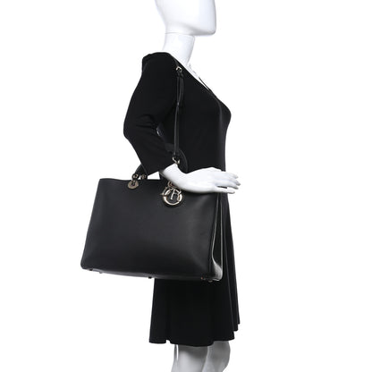 Christian Dior Bullcalf Large Diorissimo Tote Black Rose Indien 2 of 14