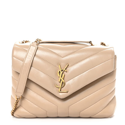 Saint Laurent Calfskin Y Quilted Monogram Small Loulou Chain Dark Beige 1 of 11