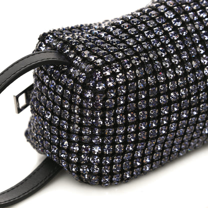 Alexander Wang Mesh Crystal Rhinestone Pencil Pochette Black Purple 8 of 11