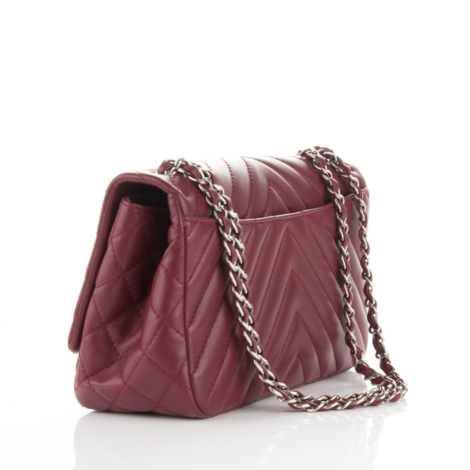 Chanel Lambskin Surpique Chevron Medium Single Flap Dark Red 3 of 6