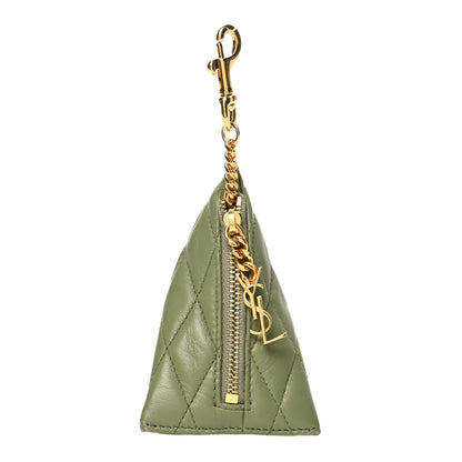 Saint Laurent Quilted Lambskin Berlingo Bag Charm Green 1 of 8