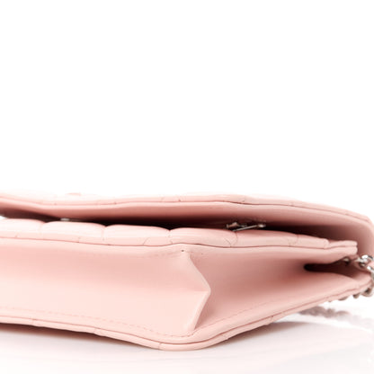 Chanel Calfskin Enamel Quilted CC Wallet On Chain WOC Pink 11 of 12