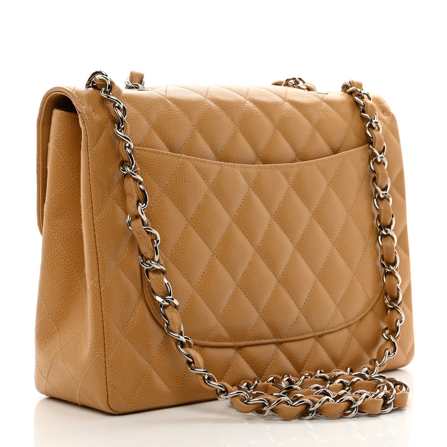 Chanel Caviar Quilted XL Jumbo Single Flap Beige 3 of 10