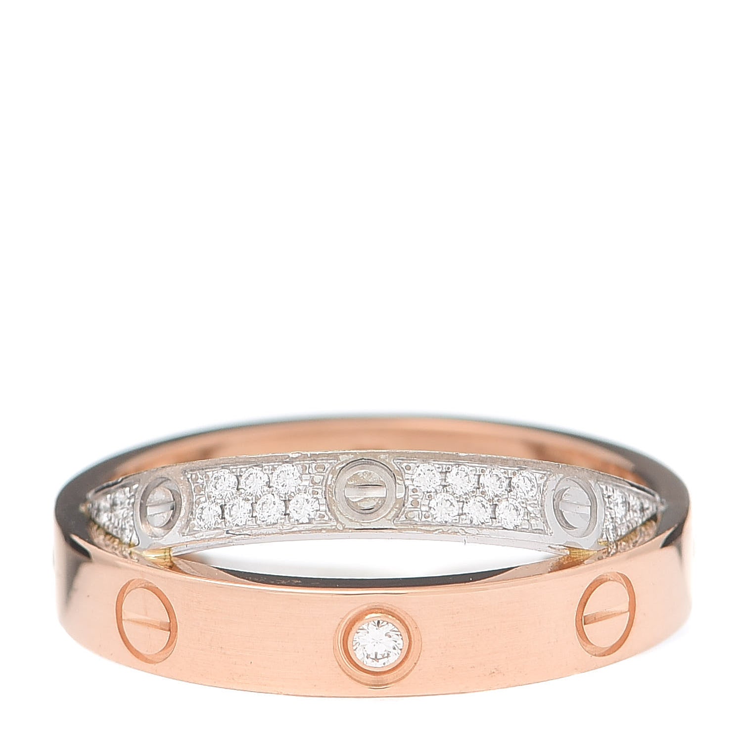 Cartier 18K Pink White Gold Diamond 2.6mm LOVE Paved Ring 48 4.5 1 of 5