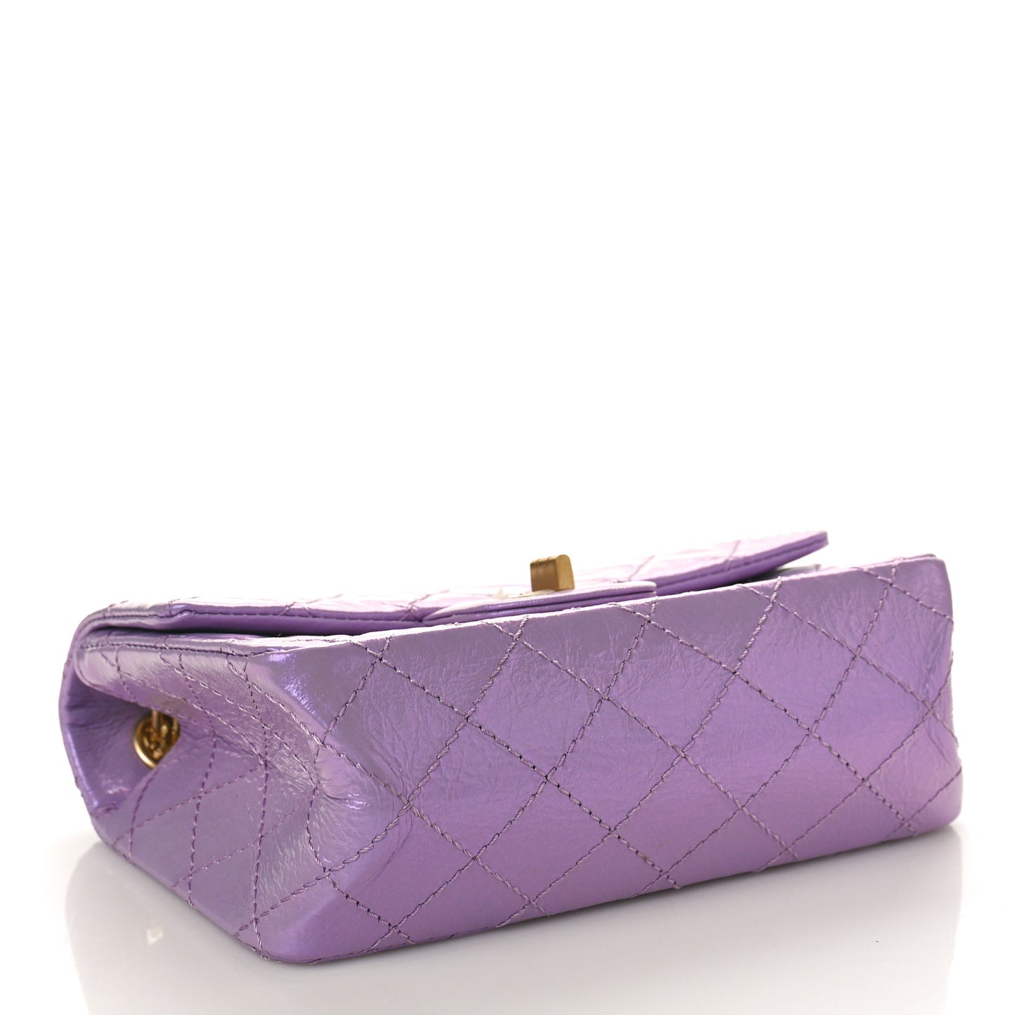 Glittered Aged Calfskin Quilted Mini 2.55 Reissue Flap Lilac