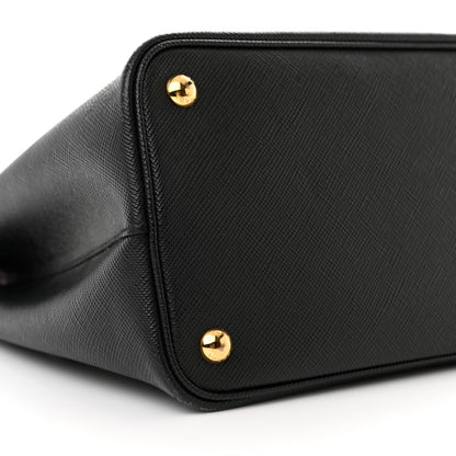 Prada Saffiano Cuir Large Double Bag Black Fuoco 8 of 15