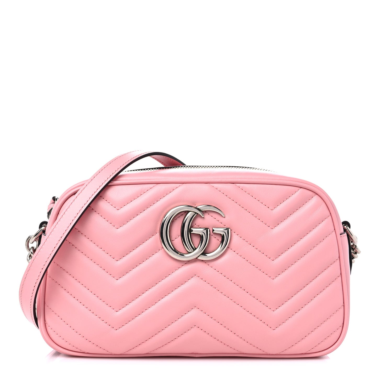 Calfskin Matelasse Small GG Marmont Chain Shoulder Bag Wild Rose