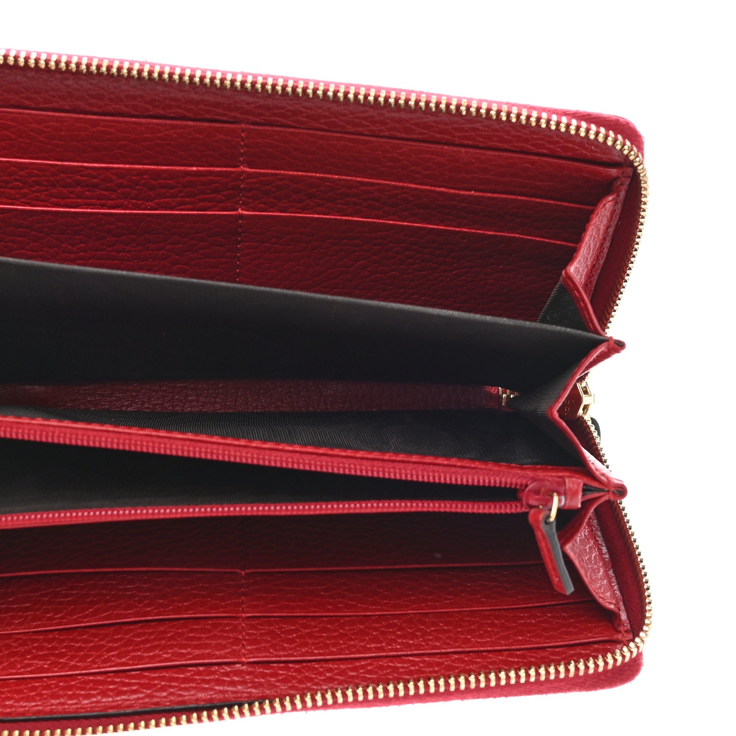 Dollar Calfskin GG Marmont Zip Around Wallet Hibiscus Red