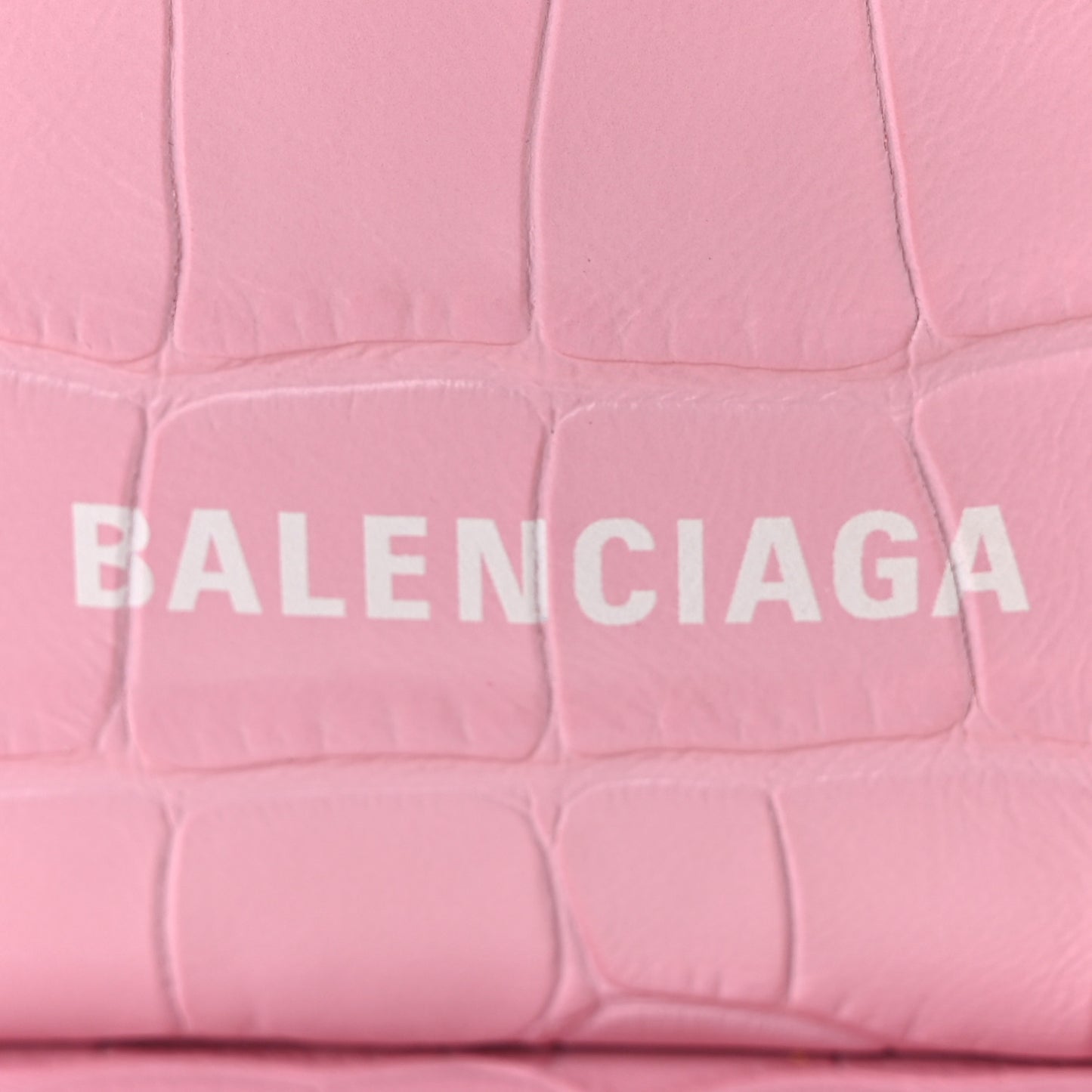 Calfskin Logo Crocodile Embossed XS Tool 2.0 North-South Tote Candy Pink White