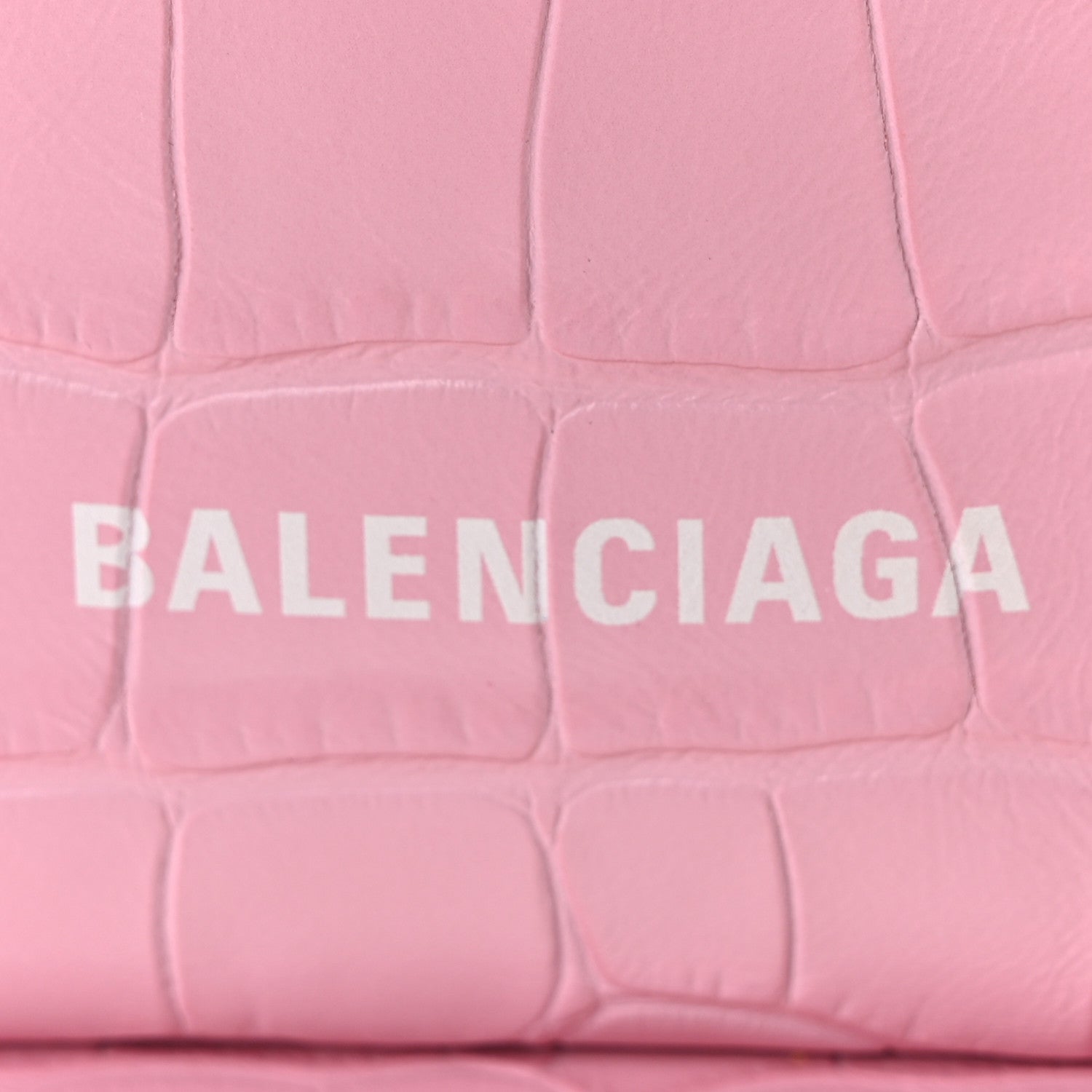 Balenciaga Calfskin Logo Crocodile Embossed XS Tool 2.0 North-South Tote Candy Pink White 7 of 11