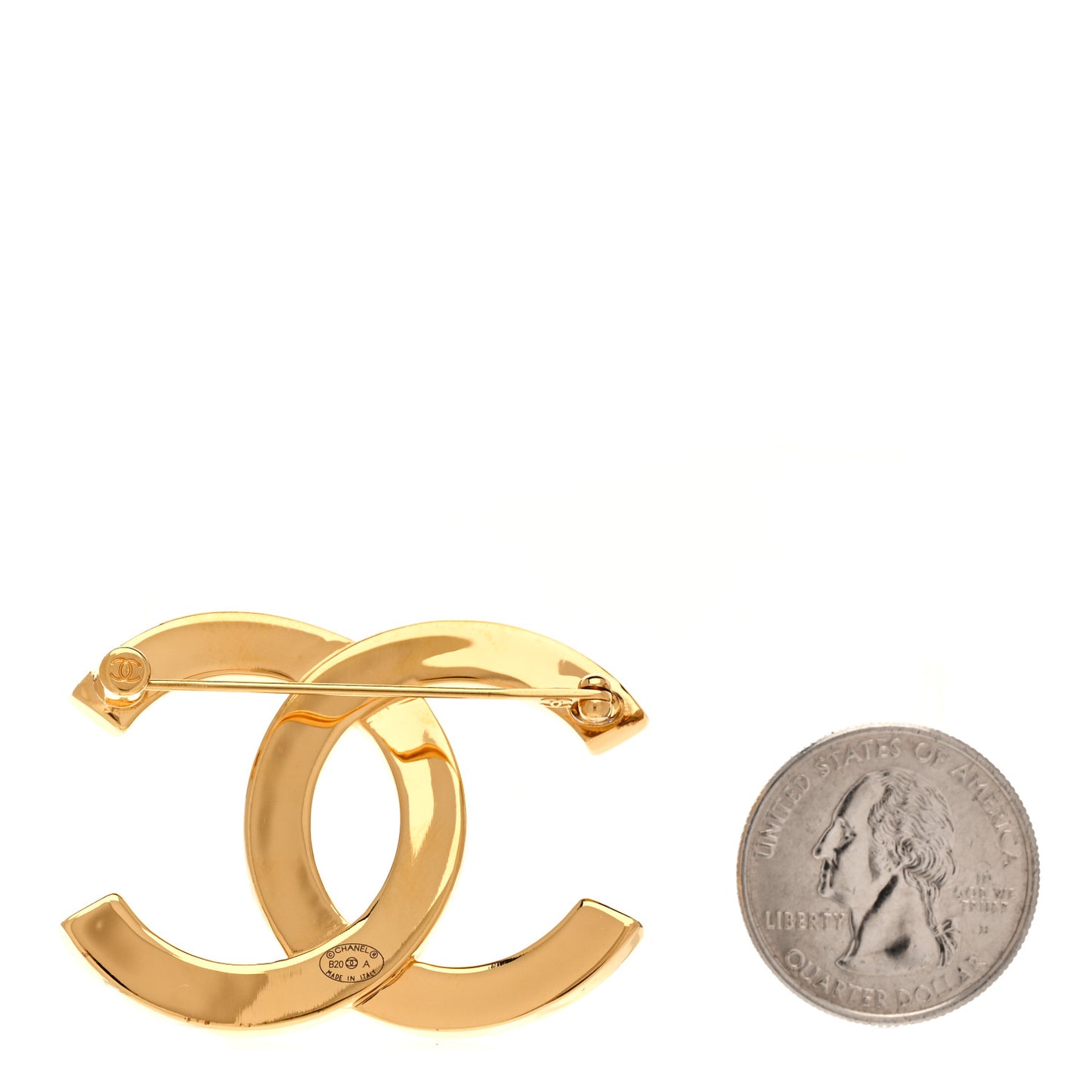 Metal Paris Button CC Large Brooch Gold
