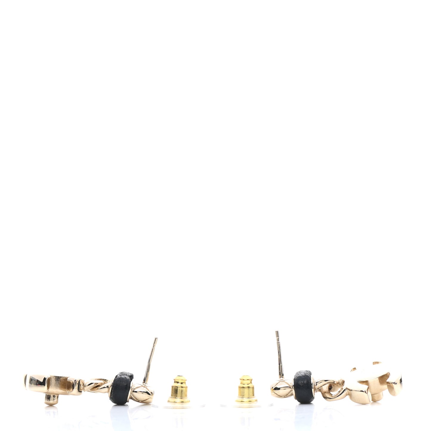Lambskin CC Turnlock Drop Earrings Gold Black