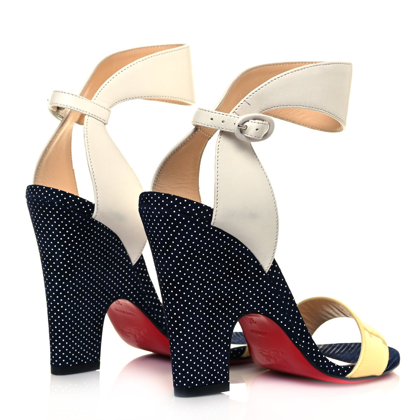 Suede Calfskin Patent Arletissima 100 Sandals 37 Blue White Yellow
