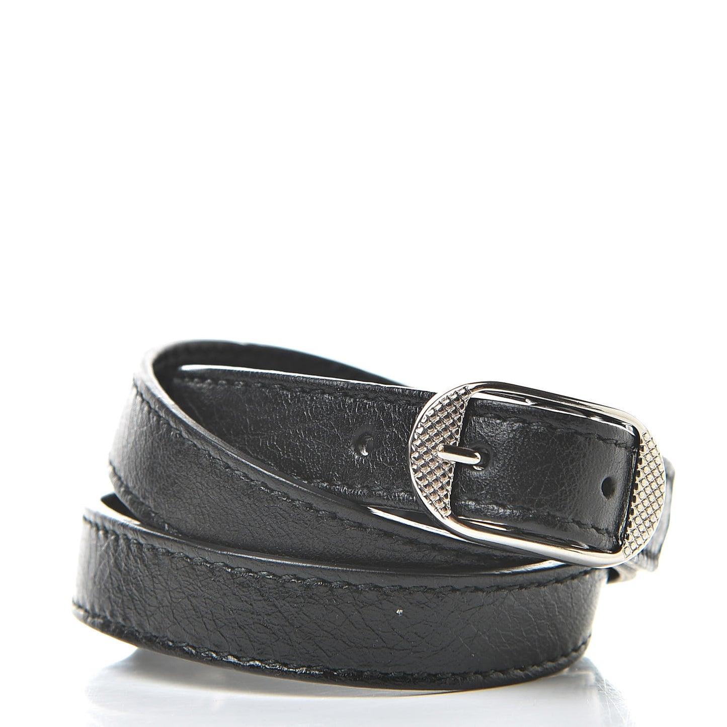 Agneau Giant Silver Hardware Triple Tour M Bracelet Black