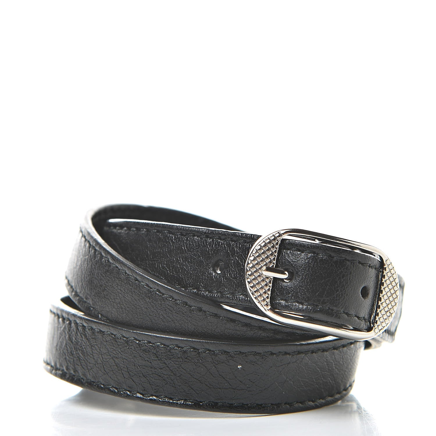 Balenciaga Agneau Giant Silver Hardware Triple Tour M Bracelet Black 3 of 6