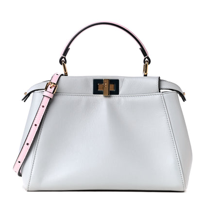 Fendi Nappa Colorblock Mini Peekaboo Iconic Satchel Grigio Perla Peonia Alga 1 of 5