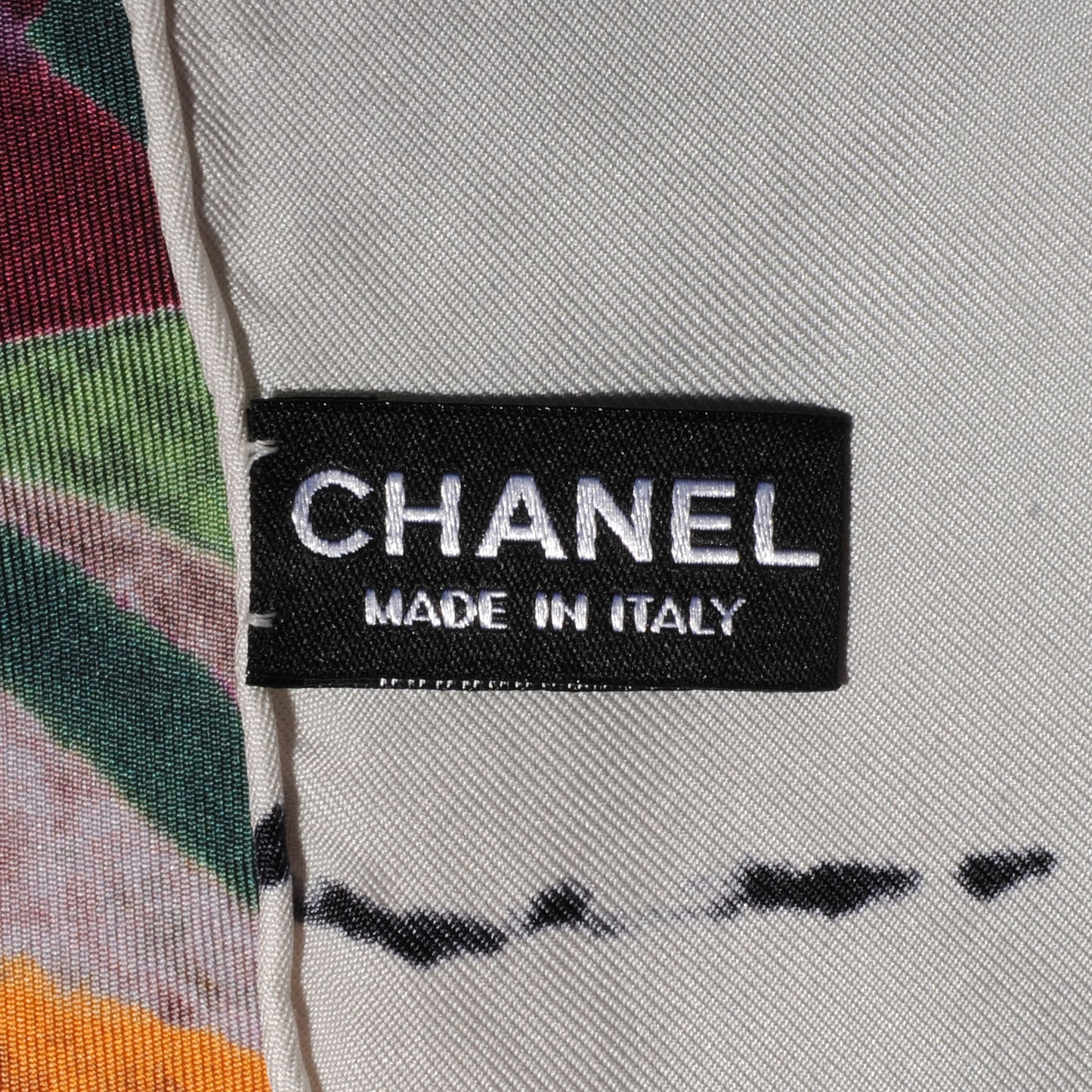 Silk Abstract CC Logo Scarf White Multicolor