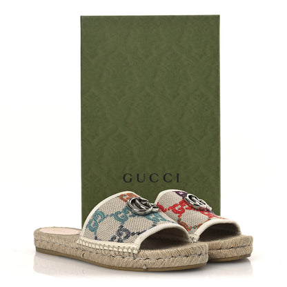 Gucci Linen Psychedelic Mini GG Espadrille Slide Sandals 39 Multicolor 11 of 11
