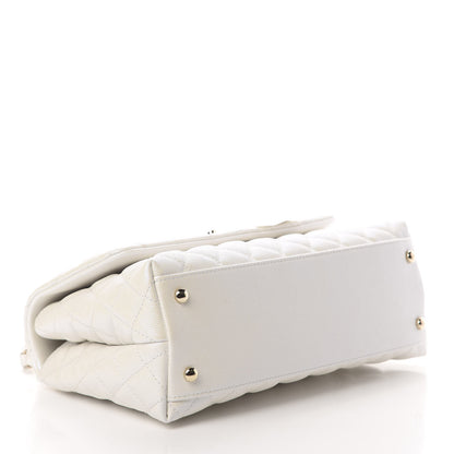 Chanel Iridescent Caviar Quilted Small Coco Handle Flap White 3 of 10