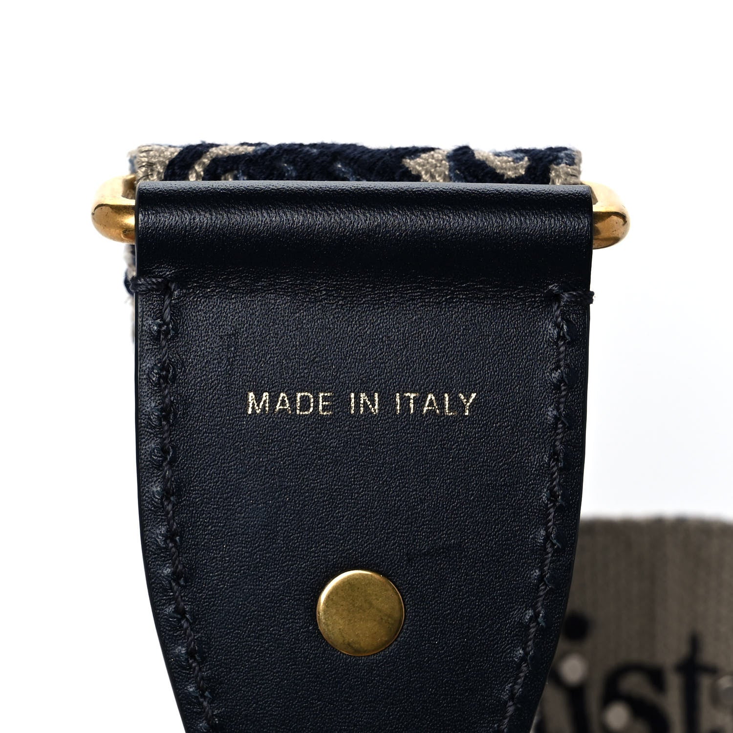 Christian Dior Oblique Studded Shoulder Strap Blue 4 of 6