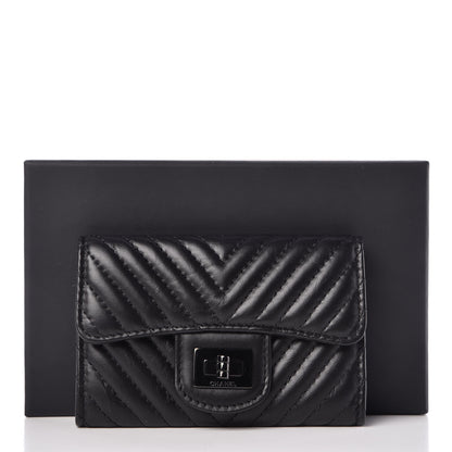 Chanel Aged Calfskin Chevron Quilted Card Holder Wallet So Black 13 of 13
