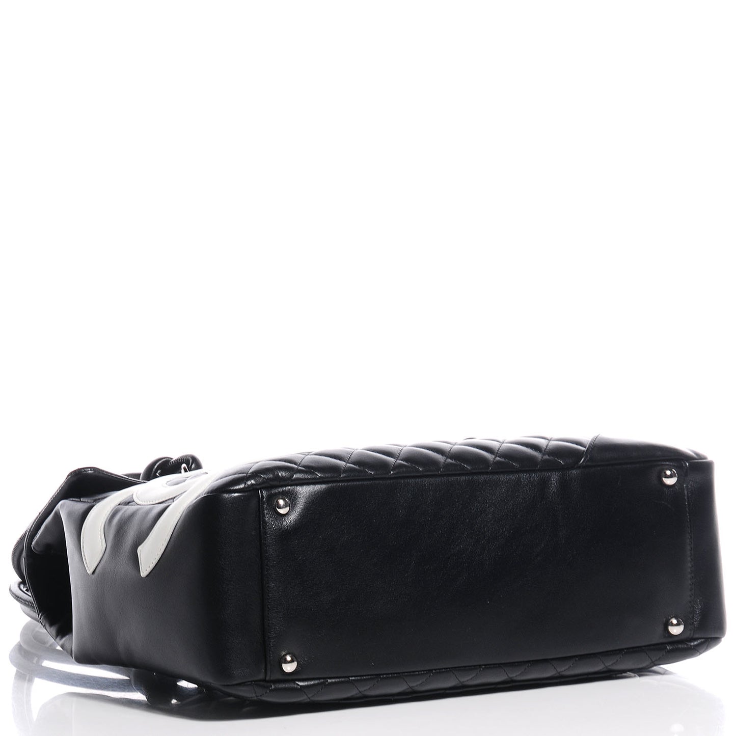 Calfskin Quilted Large Cambon Flap Black White