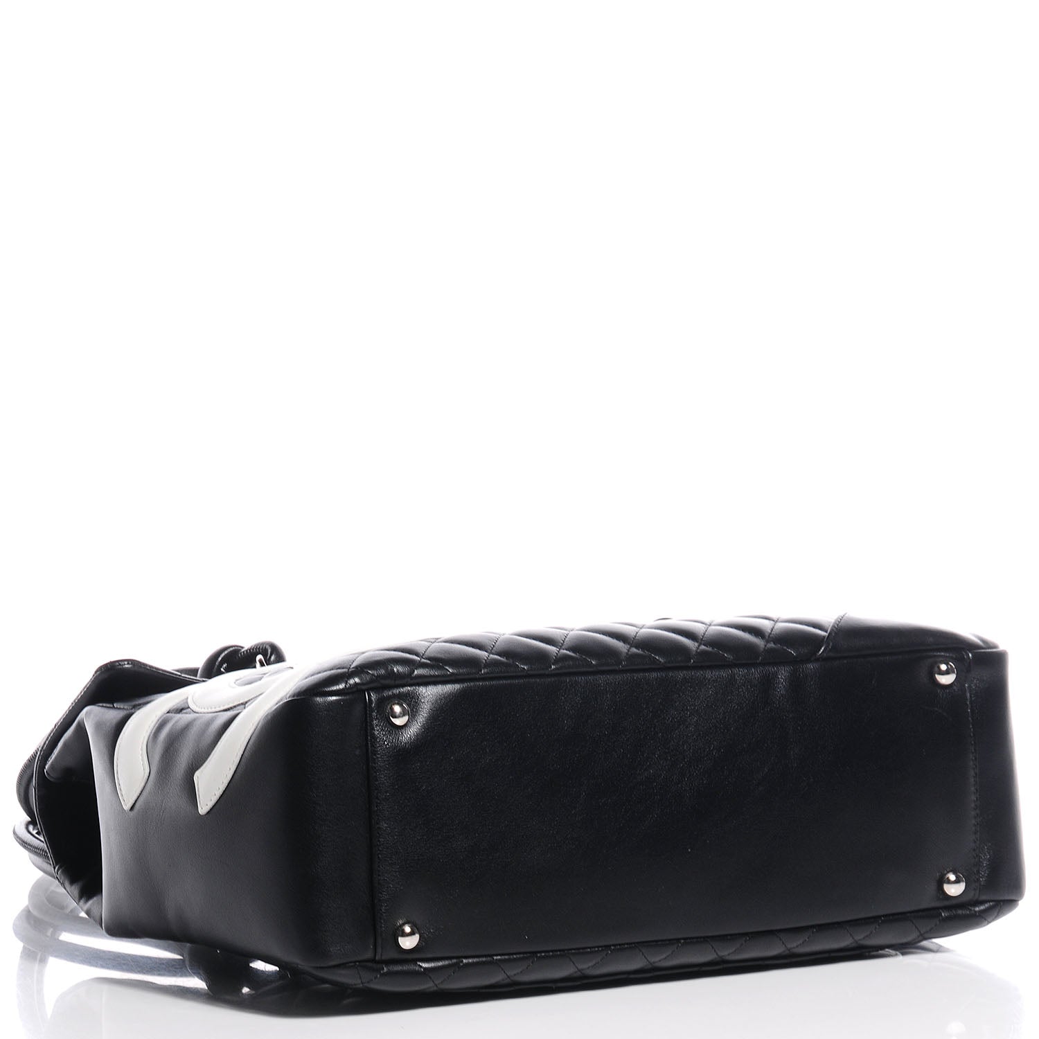 Chanel Calfskin Quilted Large Cambon Flap Black White 4 of 8